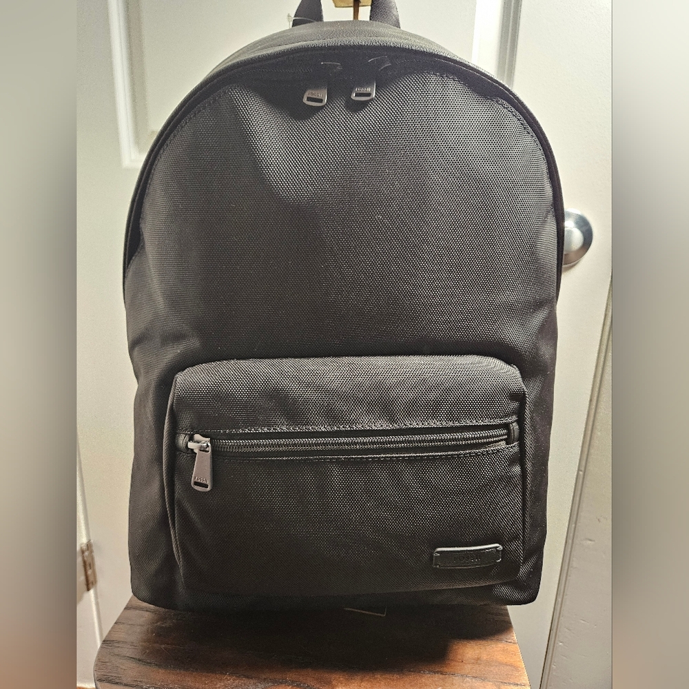 Fossil Sawyer Black Leather Dome Backpack, NWT –